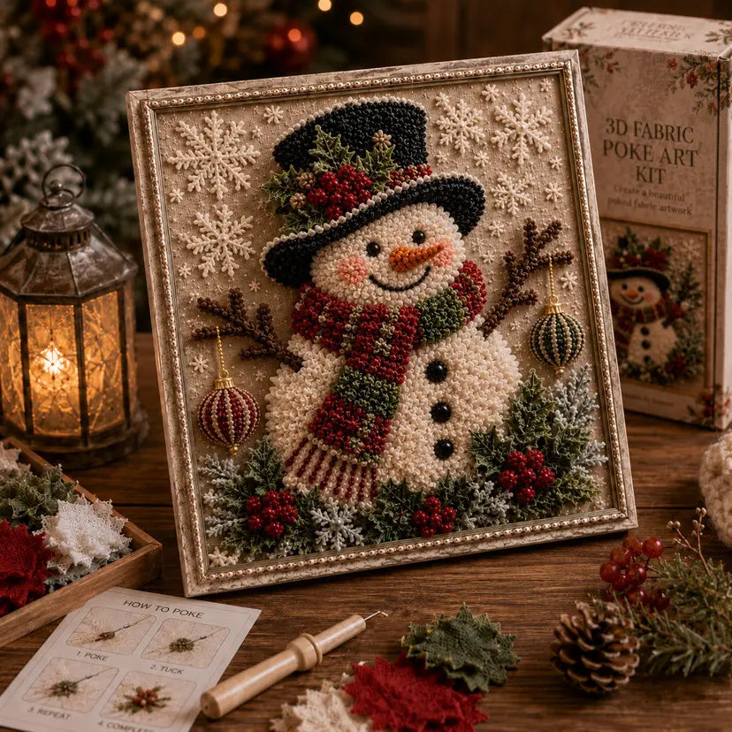 Classic Snowman 3D fabric poke art kit