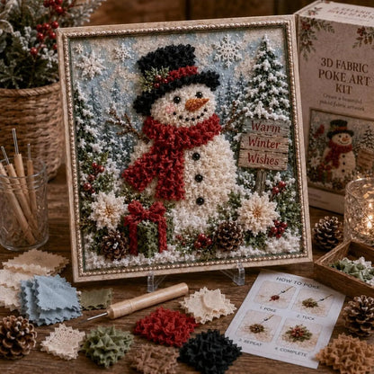 Winter Wishes Snowman 3D fabric poke art kit