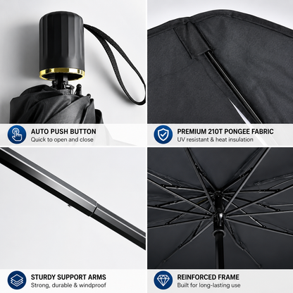 ☀️Car Sunshade – Effective Heat Insulation. UV Block & Easy Foldable Auto Windshield Protector