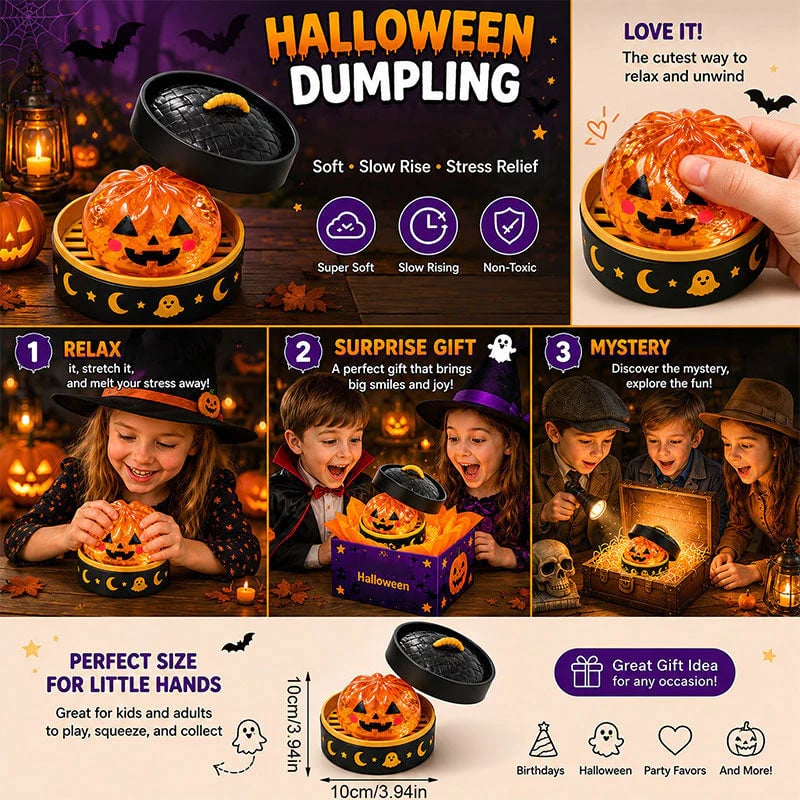 🎃 Halloween Dumpling Squishy Toy – Cute Squeeze Toy for Stress Relief & Spooky Fun