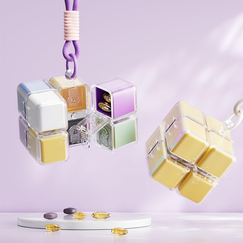 Weekly Magnetic Foldable Pill Organizer Cube