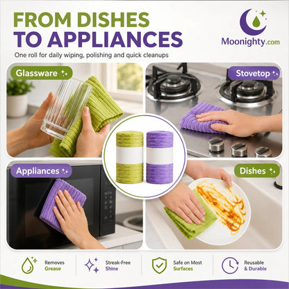 💯 Multipurpose Reusable Tear-Off Cleaning Cloth Roll