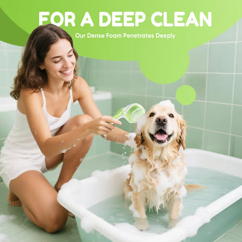 2-in-1 Pet Bath Brush with Shampoo Dispenser for Dogs and Cats