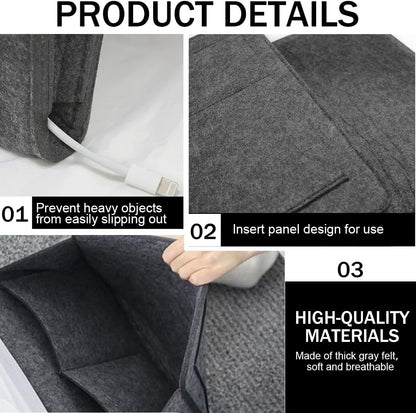 Bedside Caddy. 5 Pockets Felt Bedside Storage Organizer. Hanging Storage Organizer🛏️
