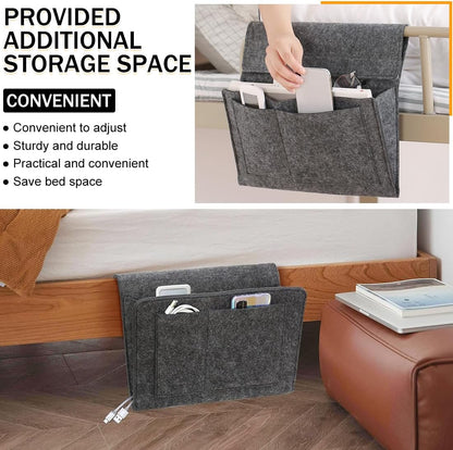 Bedside Caddy. 5 Pockets Felt Bedside Storage Organizer. Hanging Storage Organizer🛏️