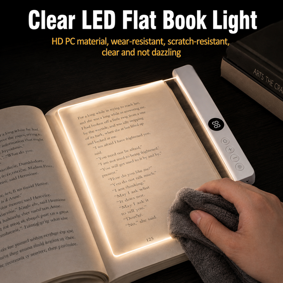 Rechargeable Full-Page Book Light with Timer
