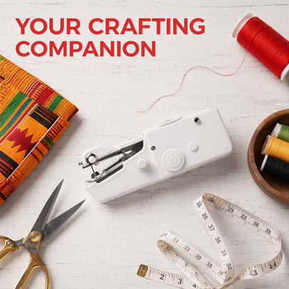 Portable mini sewing machine kit in white