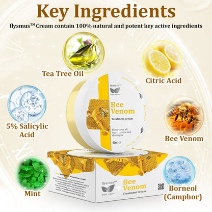 ✅flysmus™ Bee Venom Treatment Cream🐝: Treat Eczema, Psoriasis, Acne, Rosacea, Fungal Infections, Warts