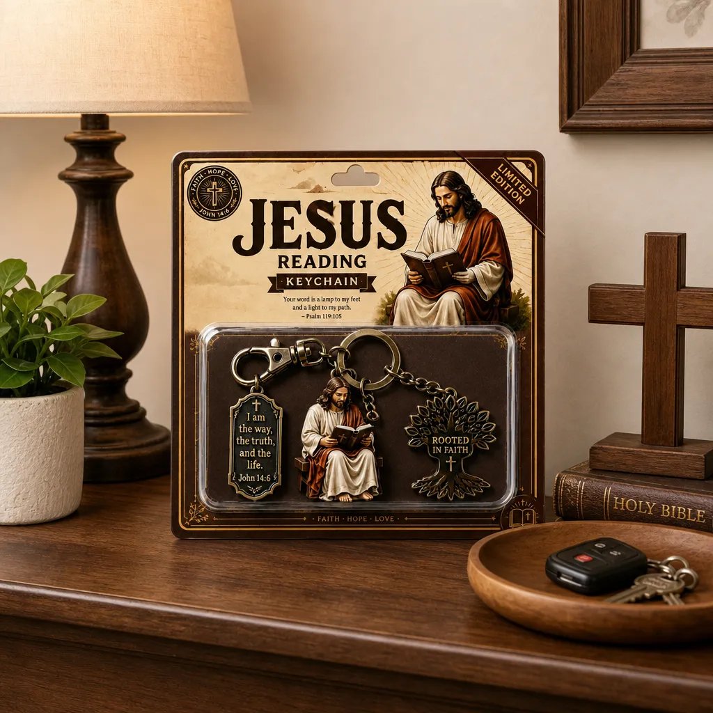 50% OFF! Jesus Reading Keychain - Carry Scripture Daily, Bundle & Save