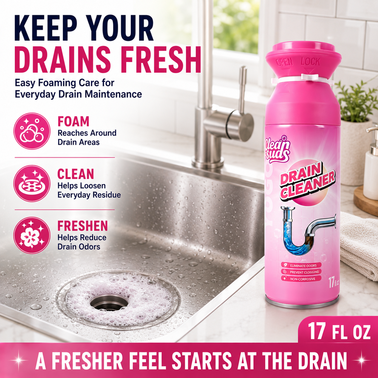 Foaming Sink Drain Cleaner & Deodorizer