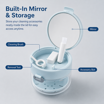 🦷 50% OFF Today – 3-in-1 Retainer Cleaning Case with Mirror, Drain Tray & Travel Storage