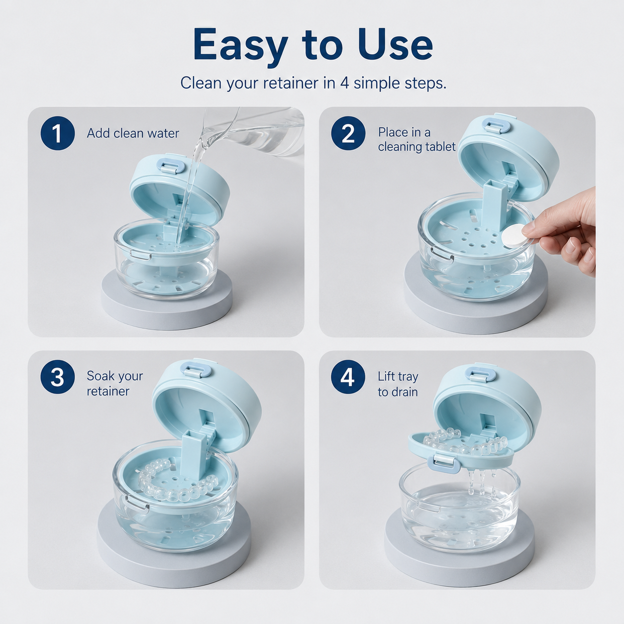 🦷 50% OFF Today – 3-in-1 Retainer Cleaning Case with Mirror, Drain Tray & Travel Storage
