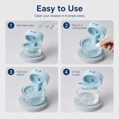 🦷 50% OFF Today – 3-in-1 Retainer Cleaning Case with Mirror, Drain Tray & Travel Storage