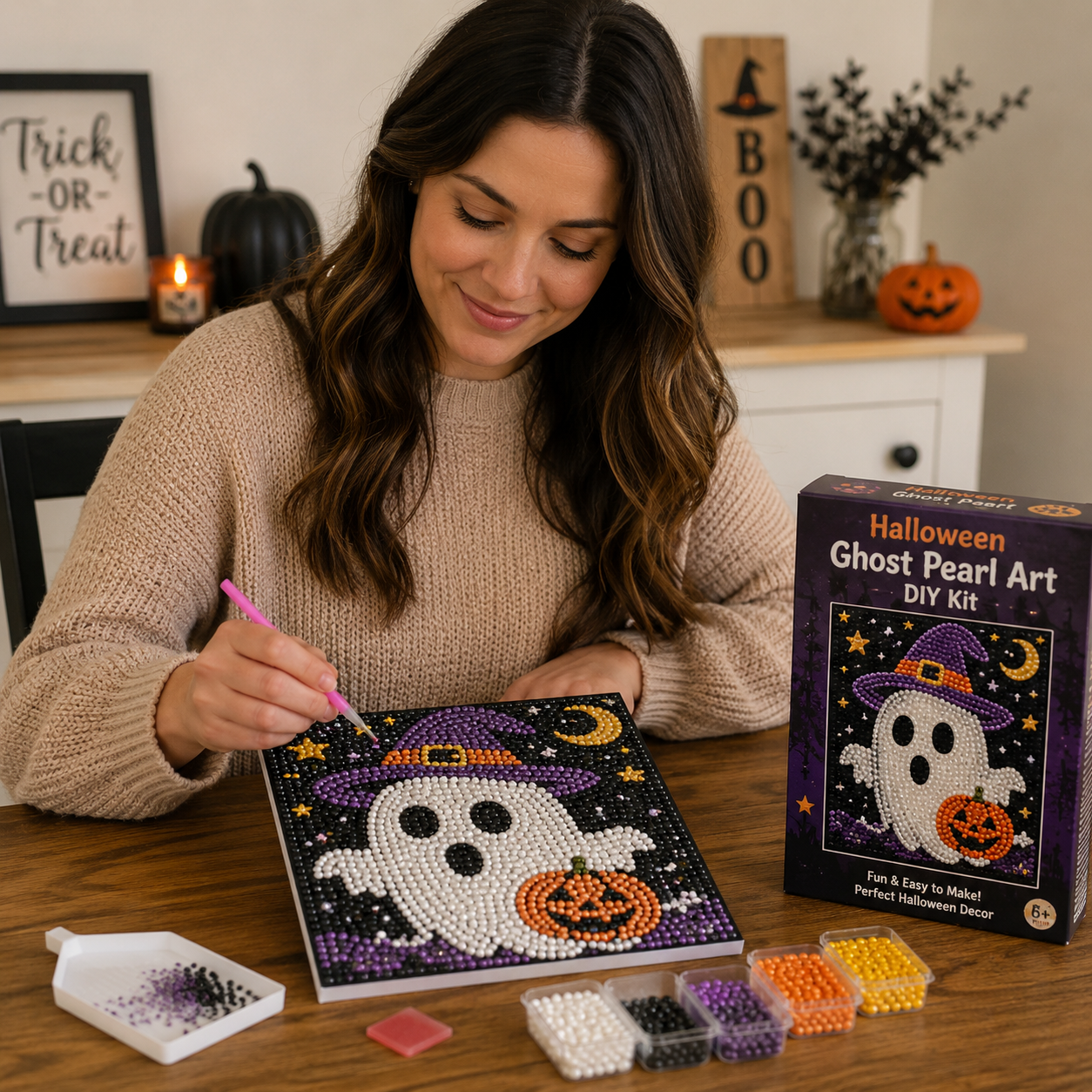 Halloween Ghost Pearl Art DIY Kit