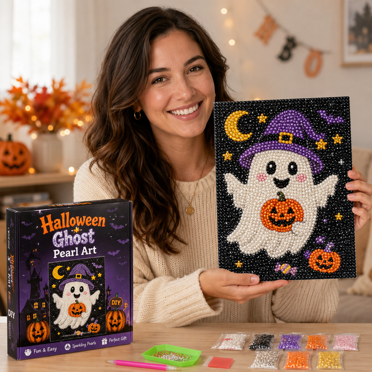 Halloween Ghost Pearl Art DIY Kit