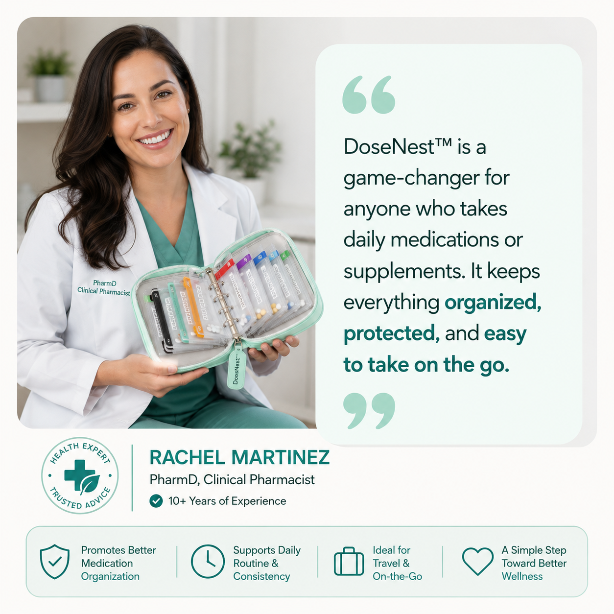 DoseNest – Waterproof Weekly Pill Organizer