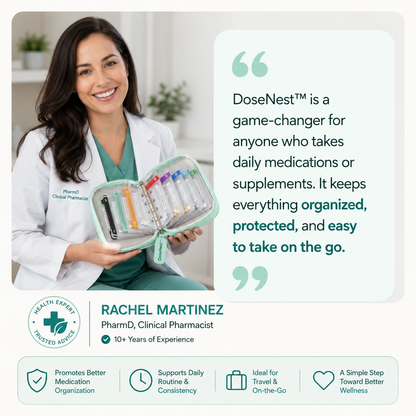 DoseNest – Waterproof Weekly Pill Organizer