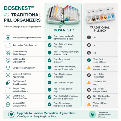 DoseNest – Waterproof Weekly Pill Organizer