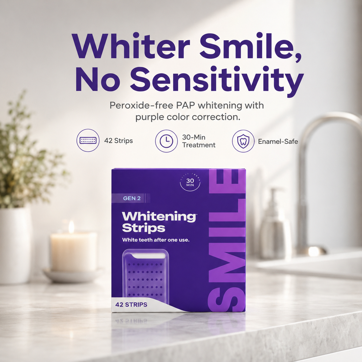 Triple Whitening Strips – Same Enamel-Safe Ingredient Dentists Use | Long-Lasting Results, Not Just a Purple Tint