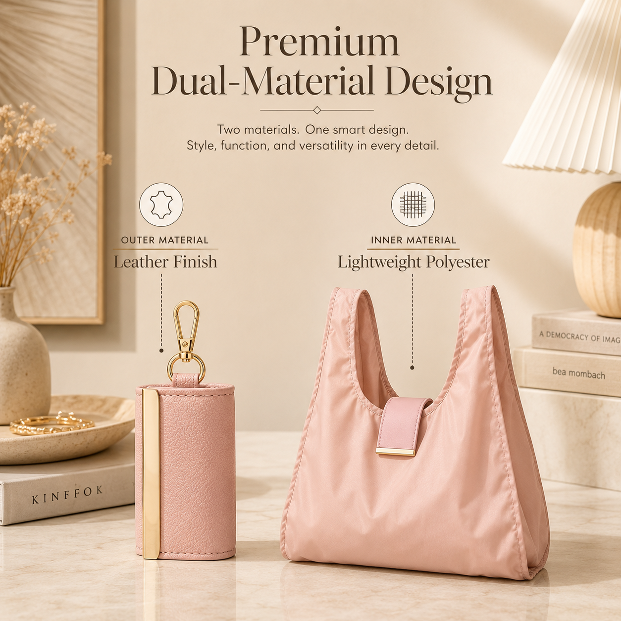 Compact Everyday Tote Bag with Roll-Up Storage Design