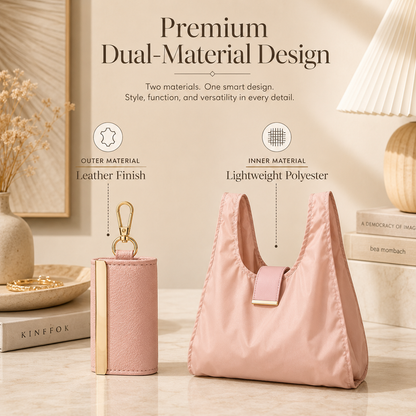 Compact Everyday Tote Bag with Roll-Up Storage Design