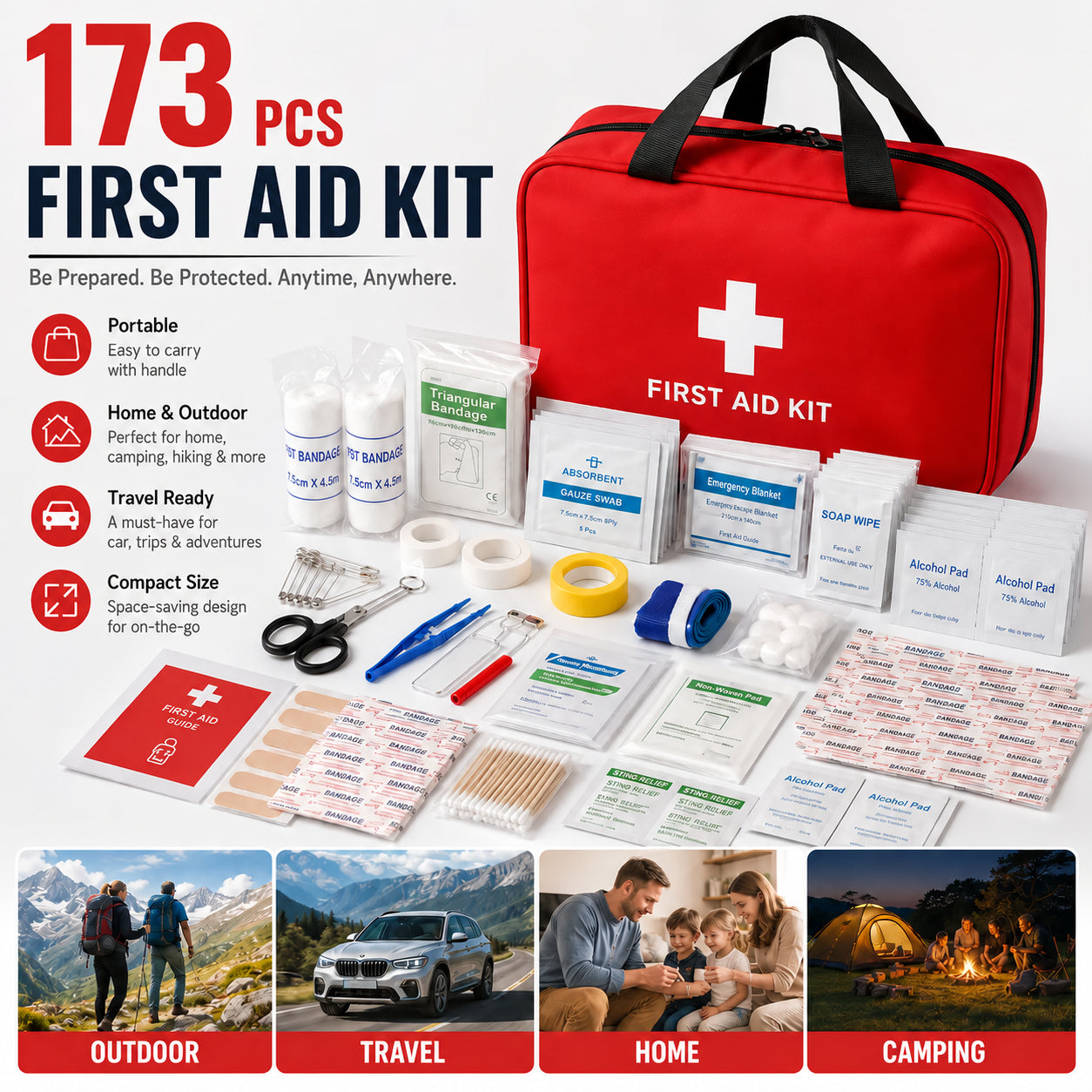 First Aid Kit – High-quality. waterproof. and portable trauma first aid kit. suitable for various emergency situations.