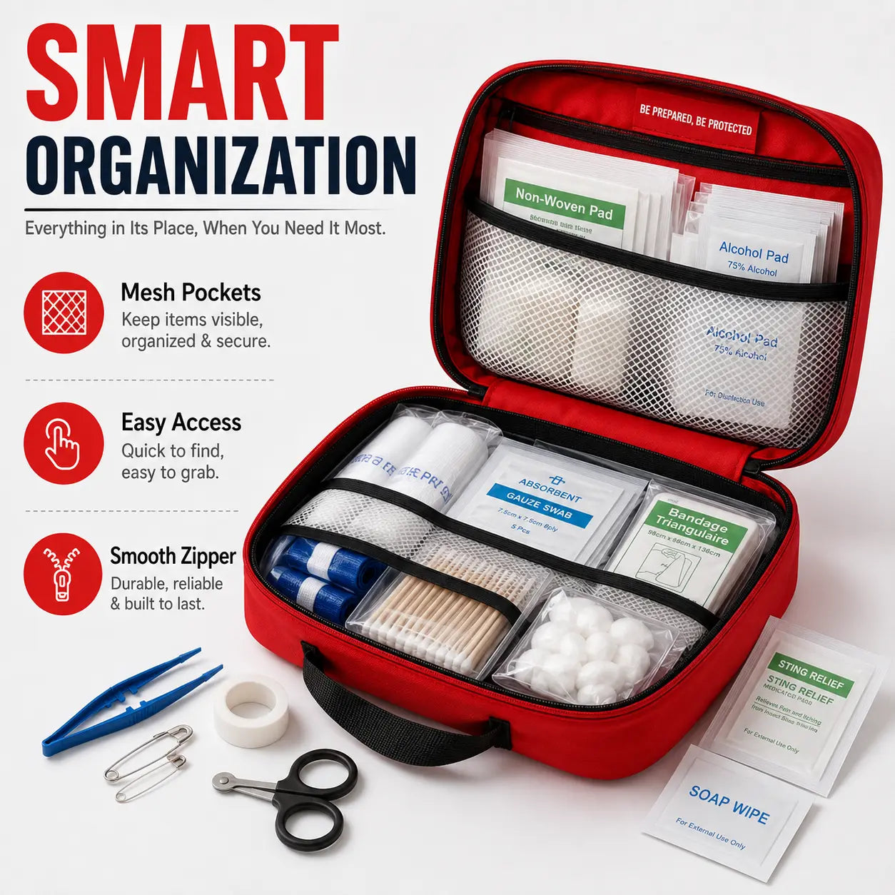 First Aid Kit – High-quality. waterproof. and portable trauma first aid kit. suitable for various emergency situations.
