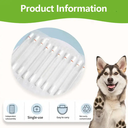 Dog & Cat Ear Cleaning Swabs - 50 Individually Wrapped Combed Cotton Cleaner, Alcohol-Free Hypoallergenic Essential Oil-Infused Gentle Formula, Soothes Itch Ears, On-the-Go Pet Grooming Supplies