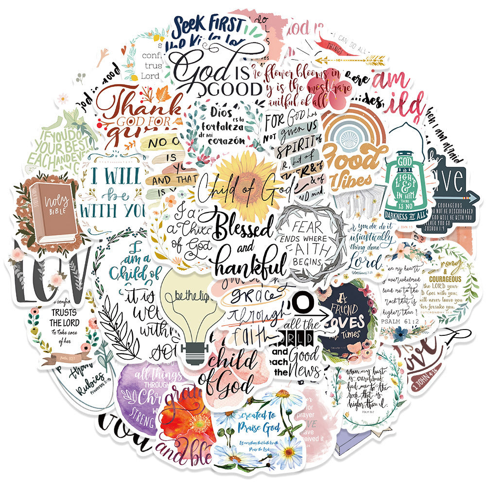 CZTICLE® 52-Piece Jesus Bible Quotes Sticker Collection - 2 Sets (Total 104-Piece)