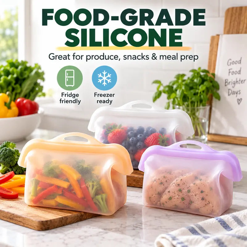 Wide-Opening Silicone Storage Bag