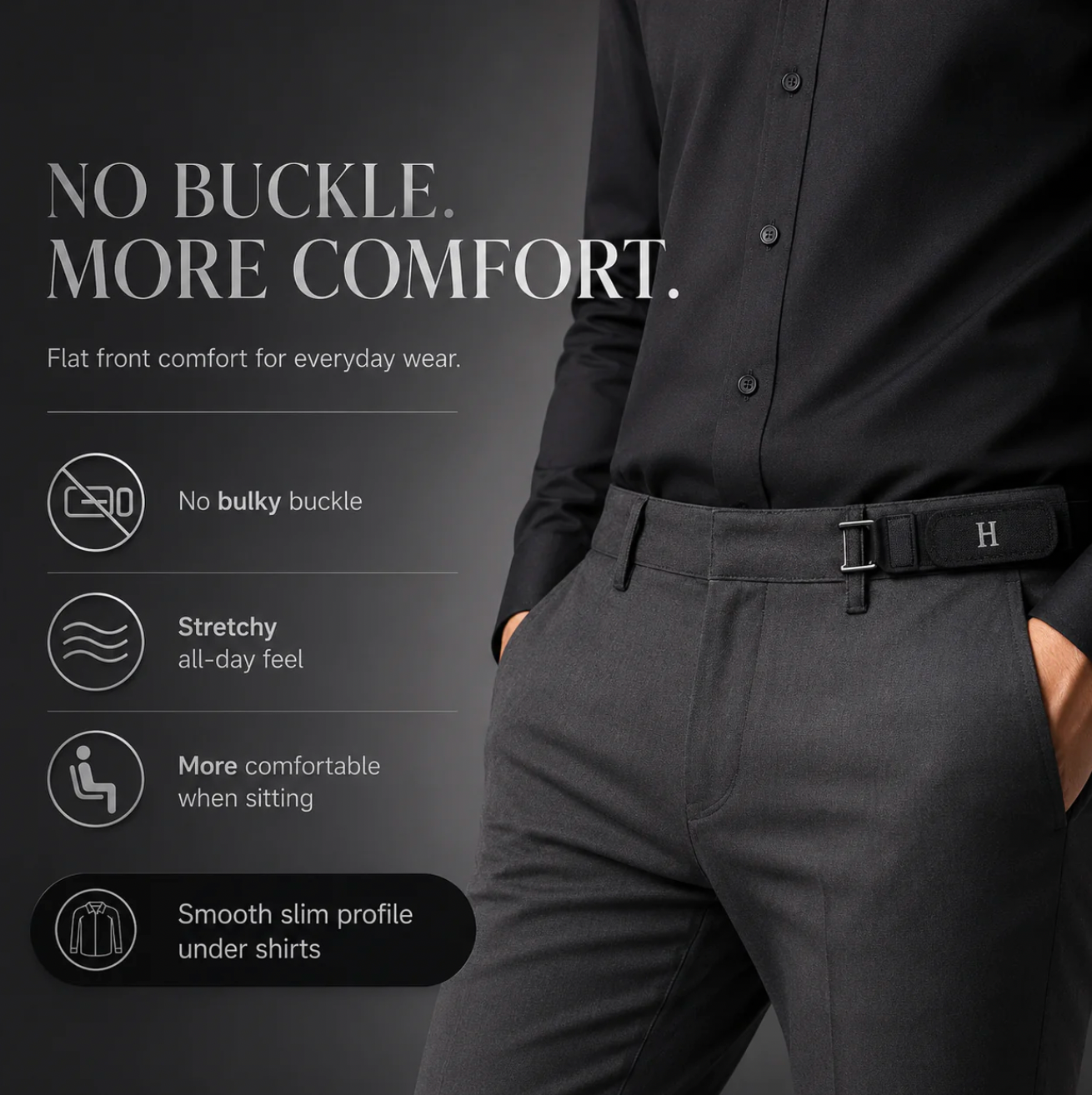 No-buckle belt color options