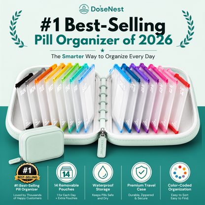 DoseNest – Waterproof Weekly Pill Organizer