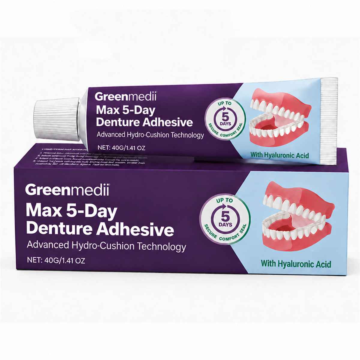 🔥100K+ SOLD🔥Greenmedii Bio-Seal Max 5-Day Denture Adhesive🦷💙