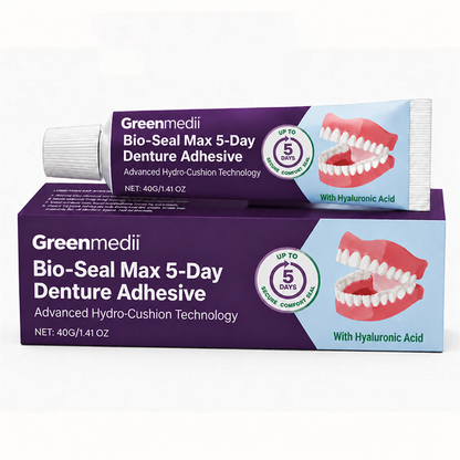 🔥100K+ SOLD🔥Greenmedii Bio-Seal Max 5-Day Denture Adhesive🦷💙
