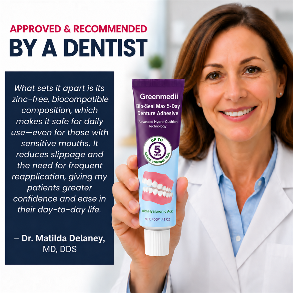 🔥100K+ SOLD🔥Greenmedii Bio-Seal Max 5-Day Denture Adhesive🦷💙