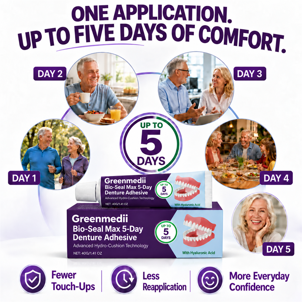 🔥100K+ SOLD🔥Greenmedii Bio-Seal Max 5-Day Denture Adhesive🦷💙