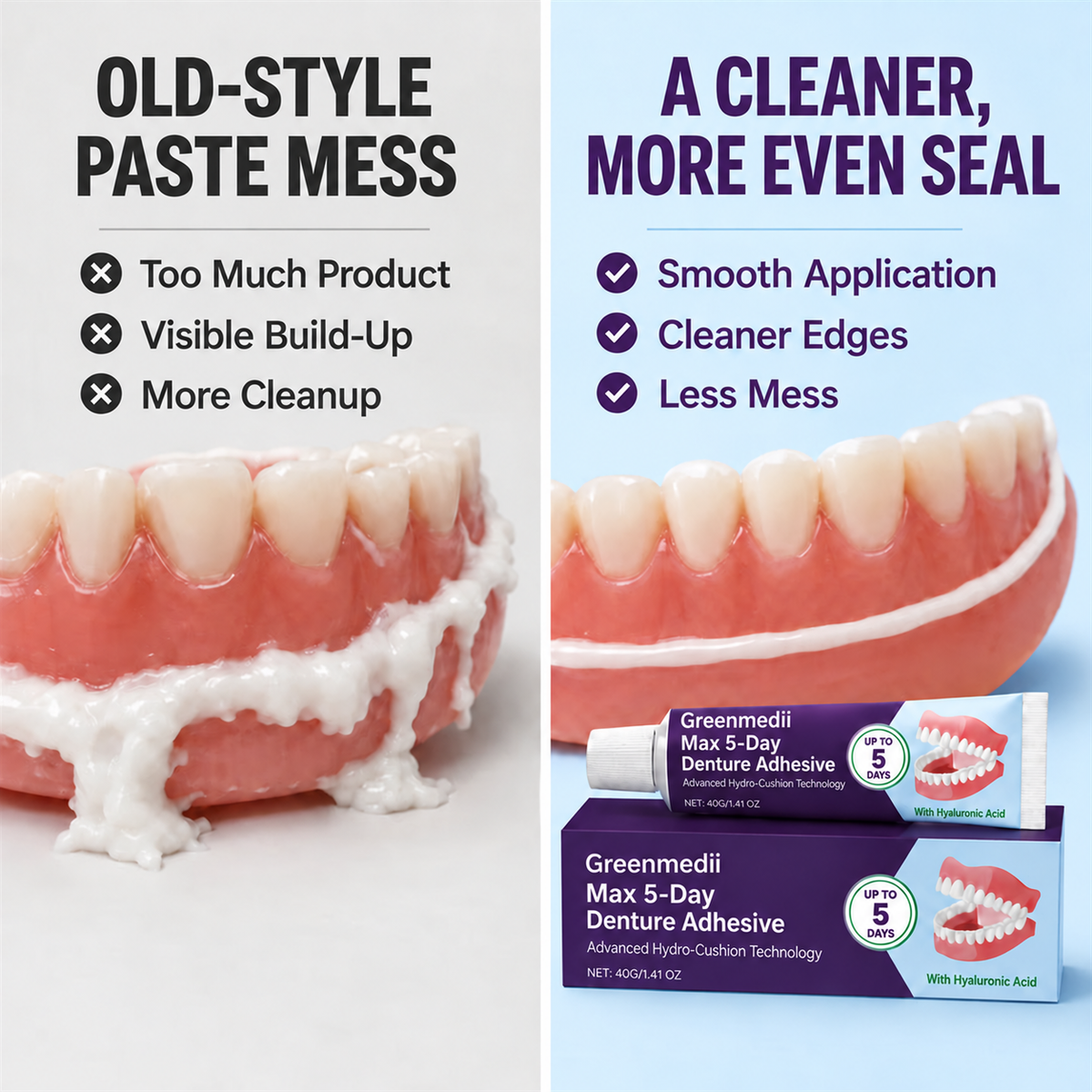 🔥100K+ SOLD🔥Greenmedii Bio-Seal Max 5-Day Denture Adhesive🦷💙