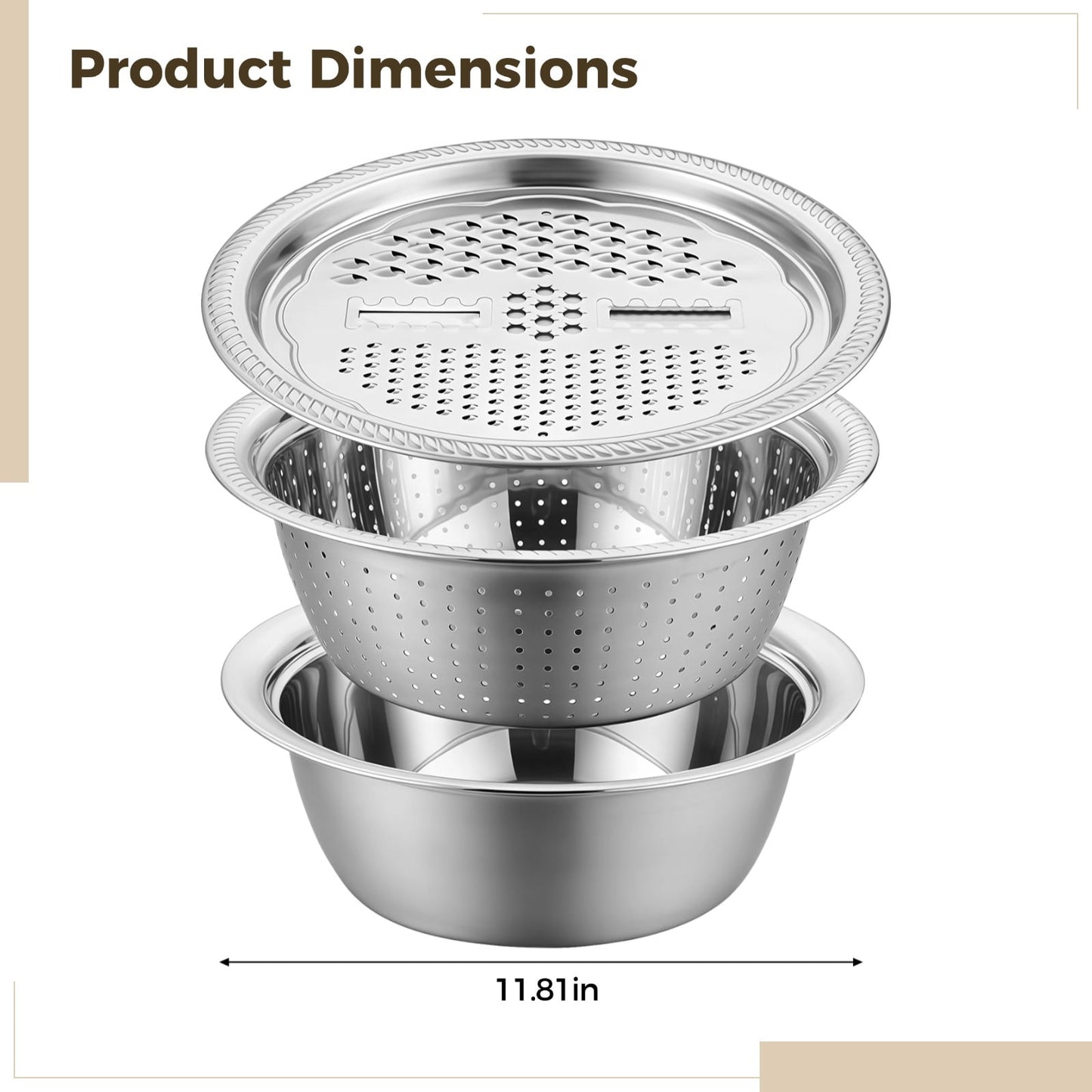 Stainless steel grater bowl set product detail image
