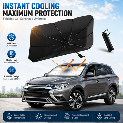 ☀️Car Sunshade – Effective Heat Insulation. UV Block & Easy Foldable Auto Windshield Protector