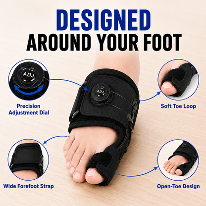 Adjustable bunion support brace foot design