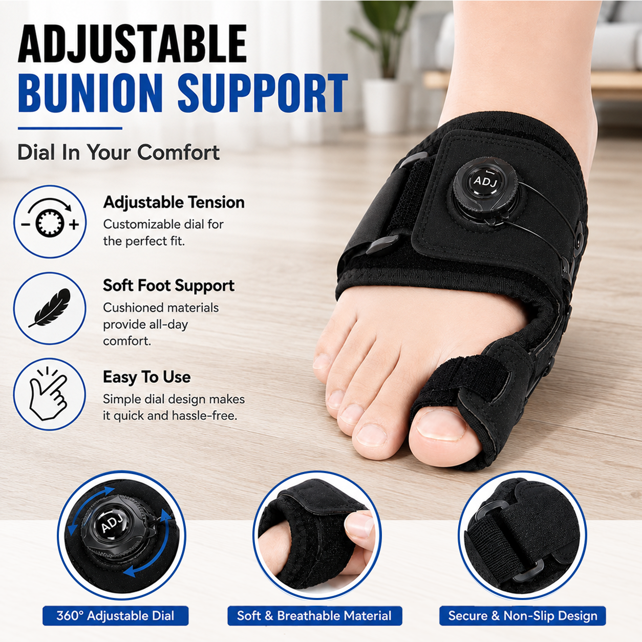 Adjustable bunion support brace main image