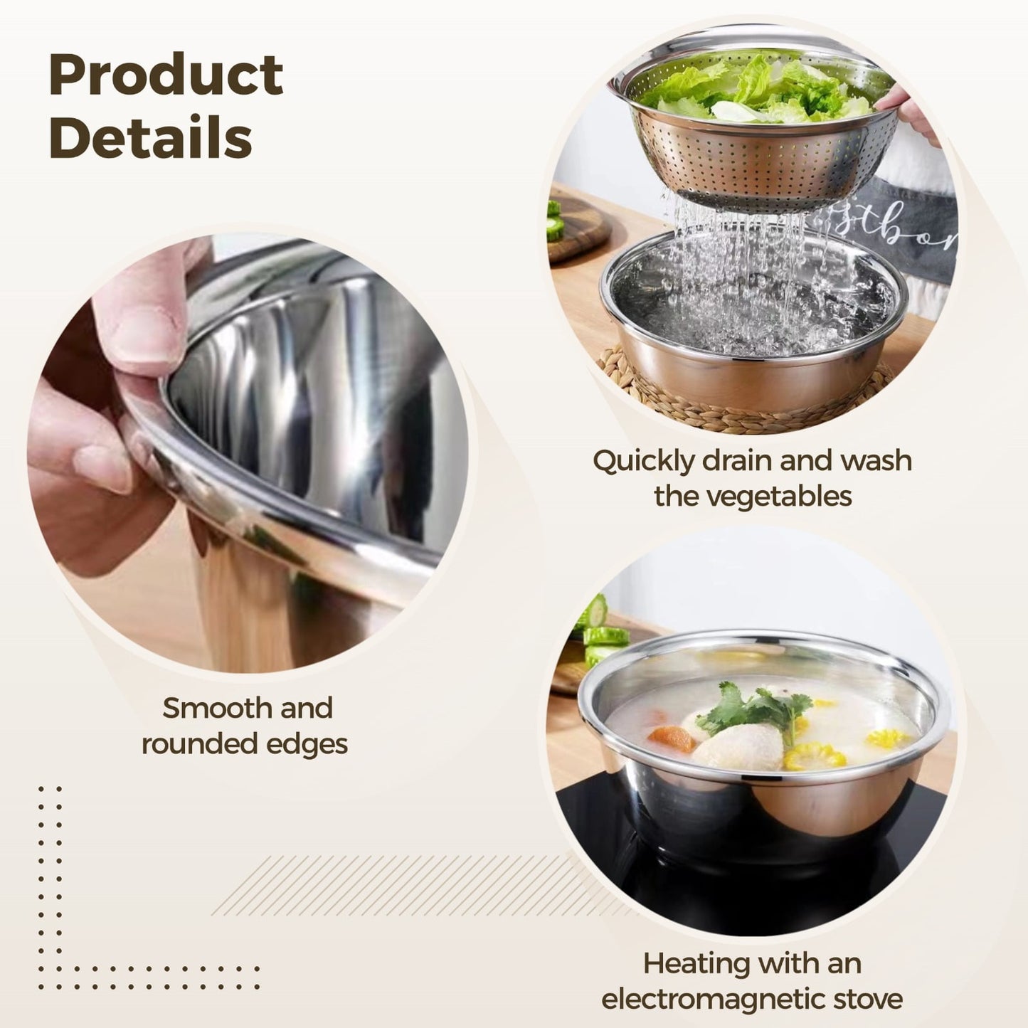 Stainless steel grater bowl set product detail image