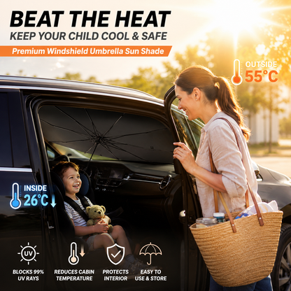 ☀️Car Sunshade – Effective Heat Insulation. UV Block & Easy Foldable Auto Windshield Protector