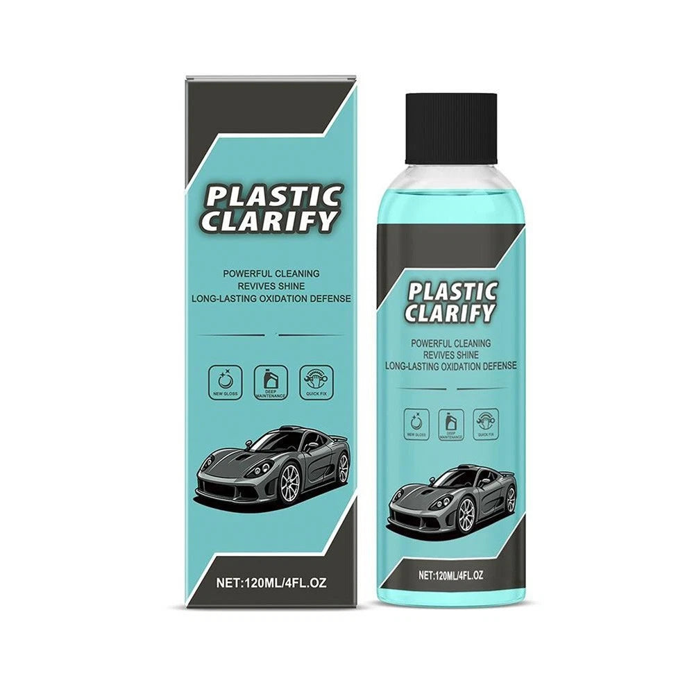 Car plastic trim restorer bottle and box