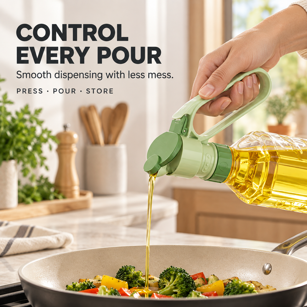 Controlled pouring bottle cap for cooking oil