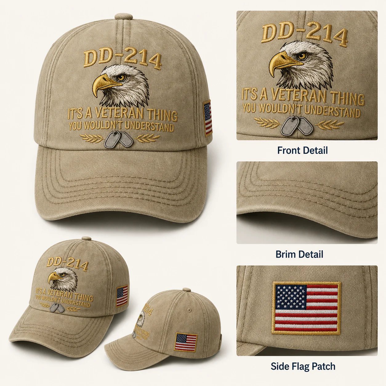 DD-214 veteran cap design detail