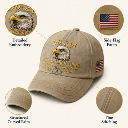 DD-214 veteran cap premium embroidery