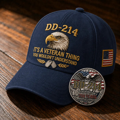 DD-214 veteran cap navy color image