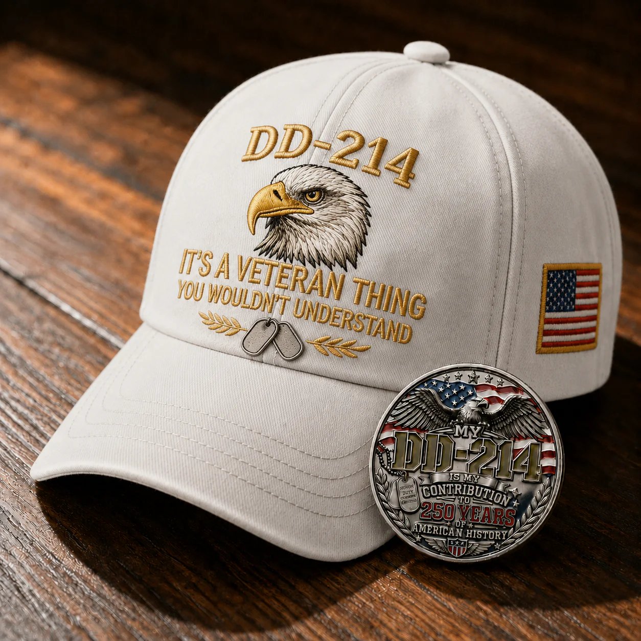 DD-214 veteran cap white color image