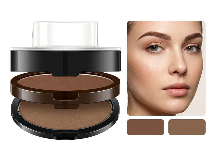 Instant adjustable eyebrow stamp with two-color brow powder